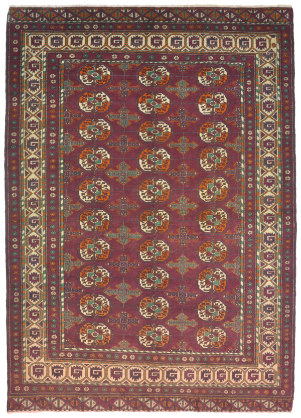 Tapis Ancien Boukhara – Laine – Motifs Géométriques – XIXe Siècle – Fait Main